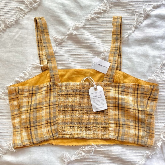 NWT American Eagle Yellow Plaid Crop Top Size XS - Picture 2 of 2